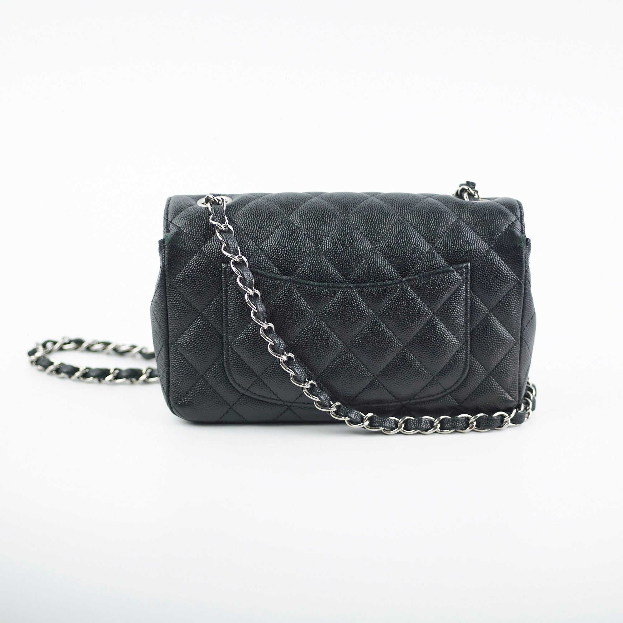 Chanel Mini Rectangular Black Caviar with Edge Stitching Crossbody Bag