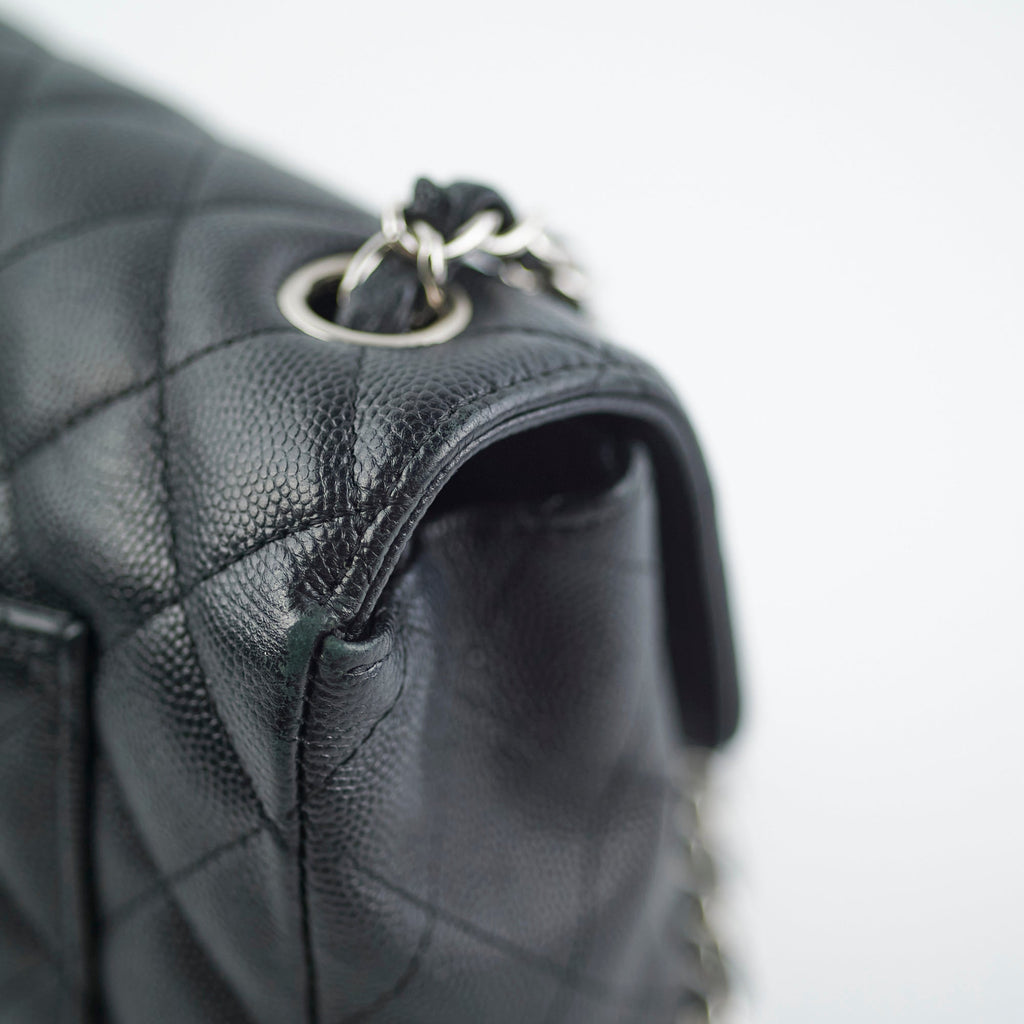 Chanel Mini Rectangular Black Caviar with Edge Stitching Crossbody Bag