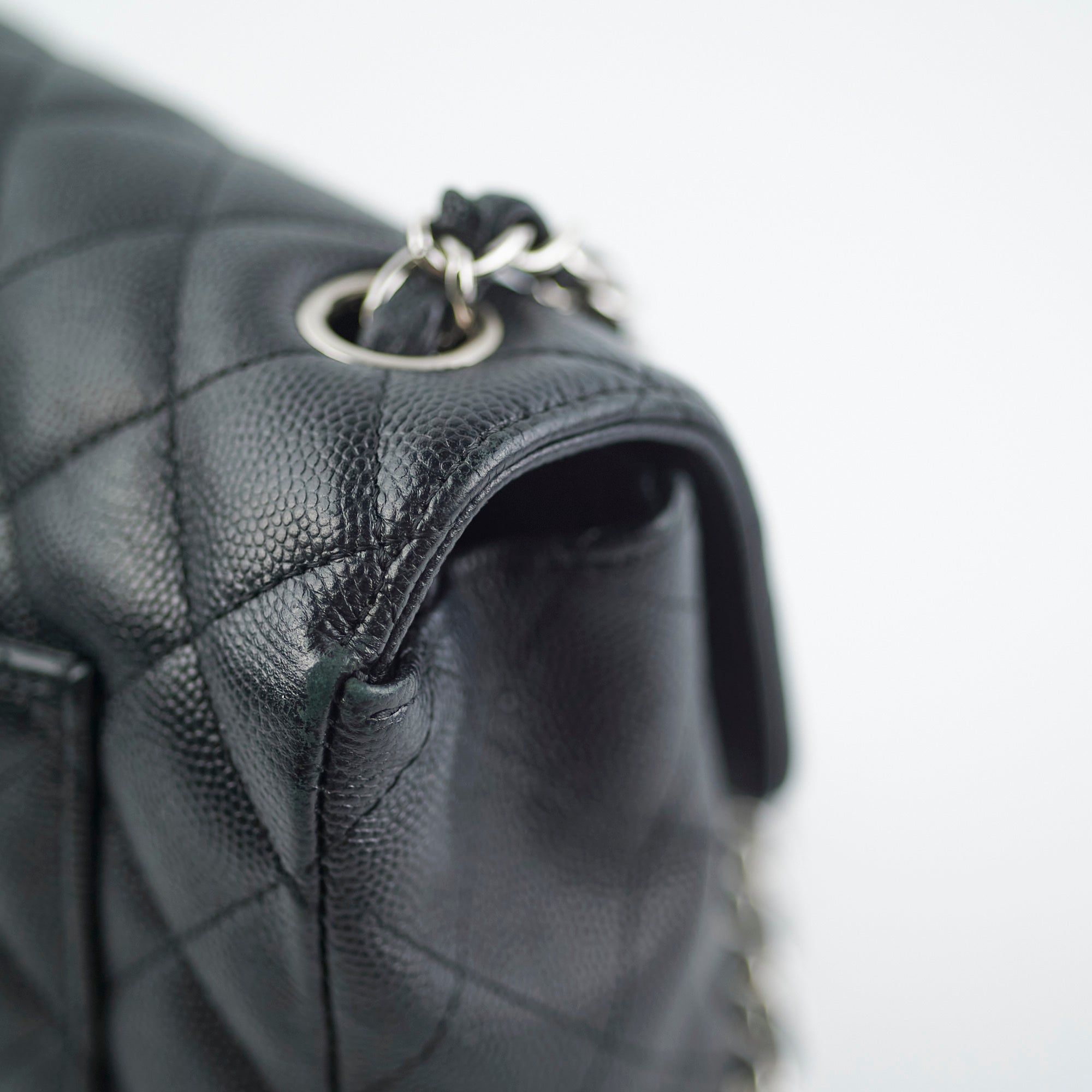 Chanel Mini Rectangular Black Caviar with Edge Stitching Crossbody Bag