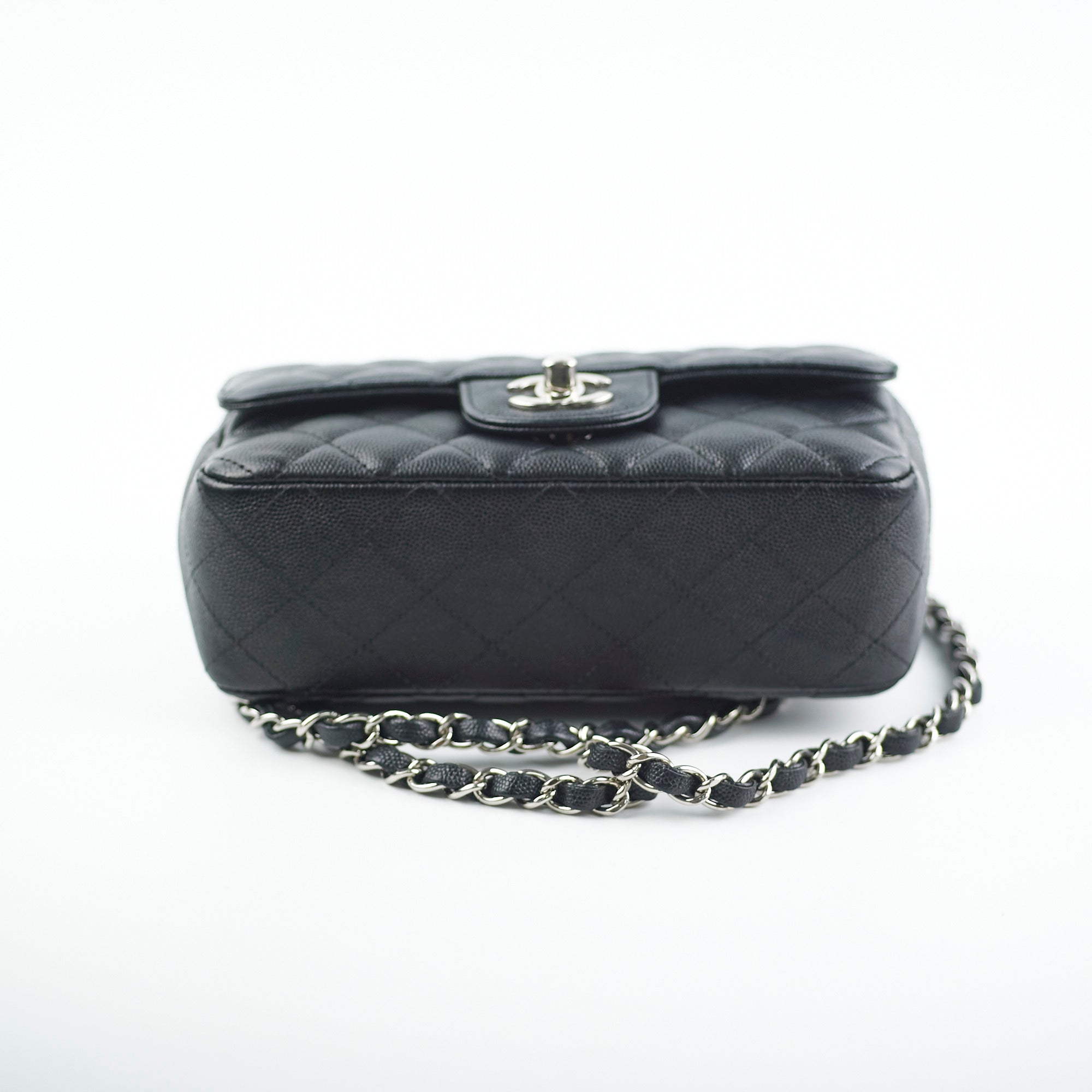 Chanel Mini Rectangular Black Caviar with Edge Stitching Crossbody Bag