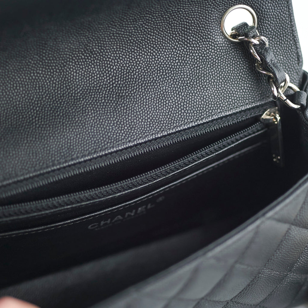 Chanel Mini Rectangular Black Caviar with Edge Stitching Crossbody Bag
