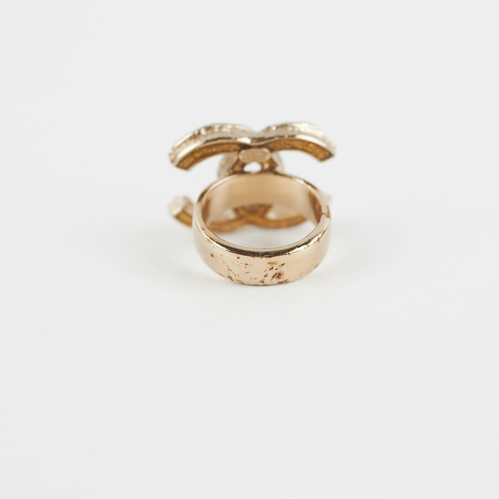 Chanel CC Logo Pearl Cocktail Ring