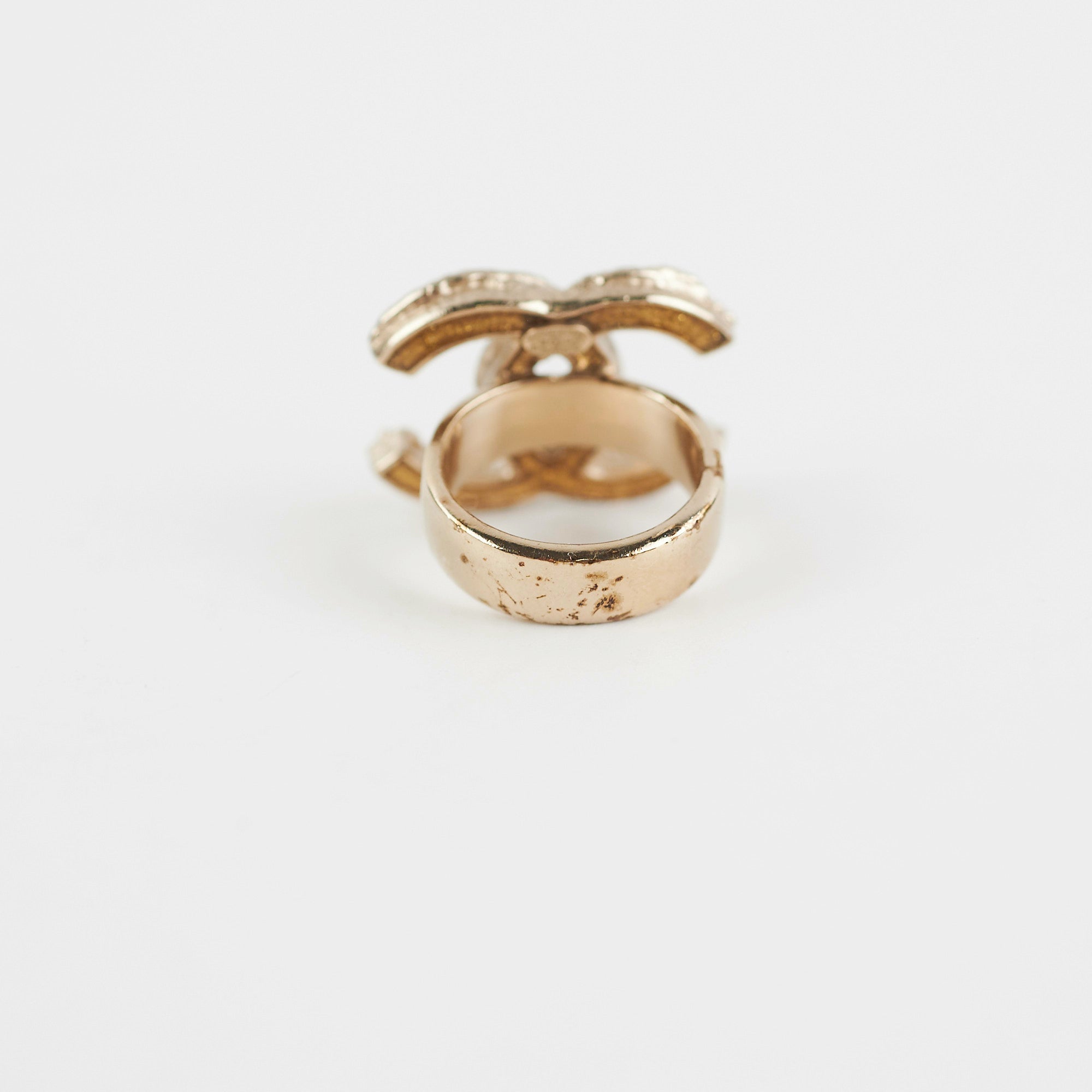 Chanel CC Logo Pearl Cocktail Ring