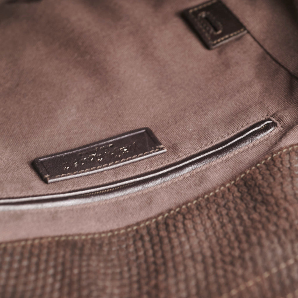Saint Laurent Downtown Tote Bag Suede Embossed Leather Brown
