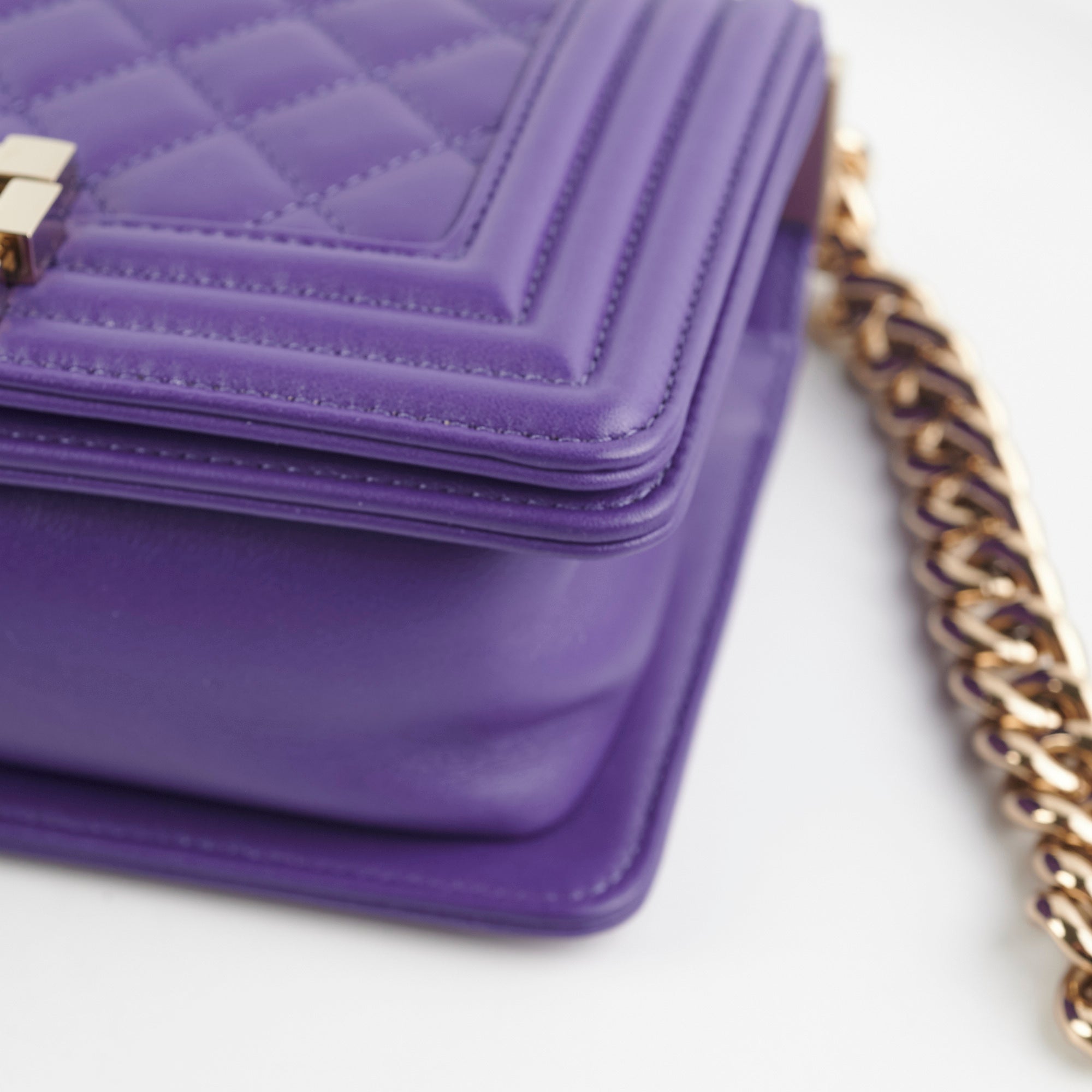 Chanel 19k Small Boy Quilted Purple Crossbody Bag