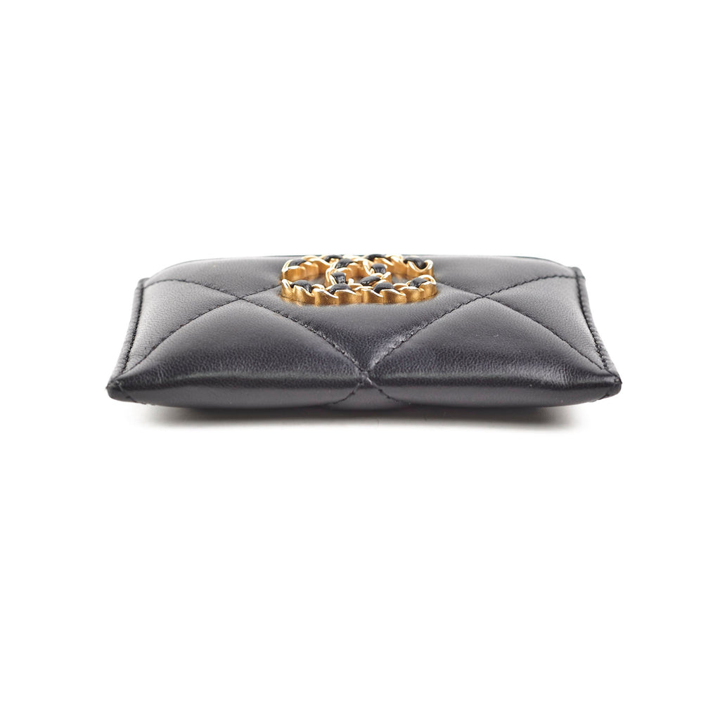 Chanel 19 Lambskin Cardholder Black