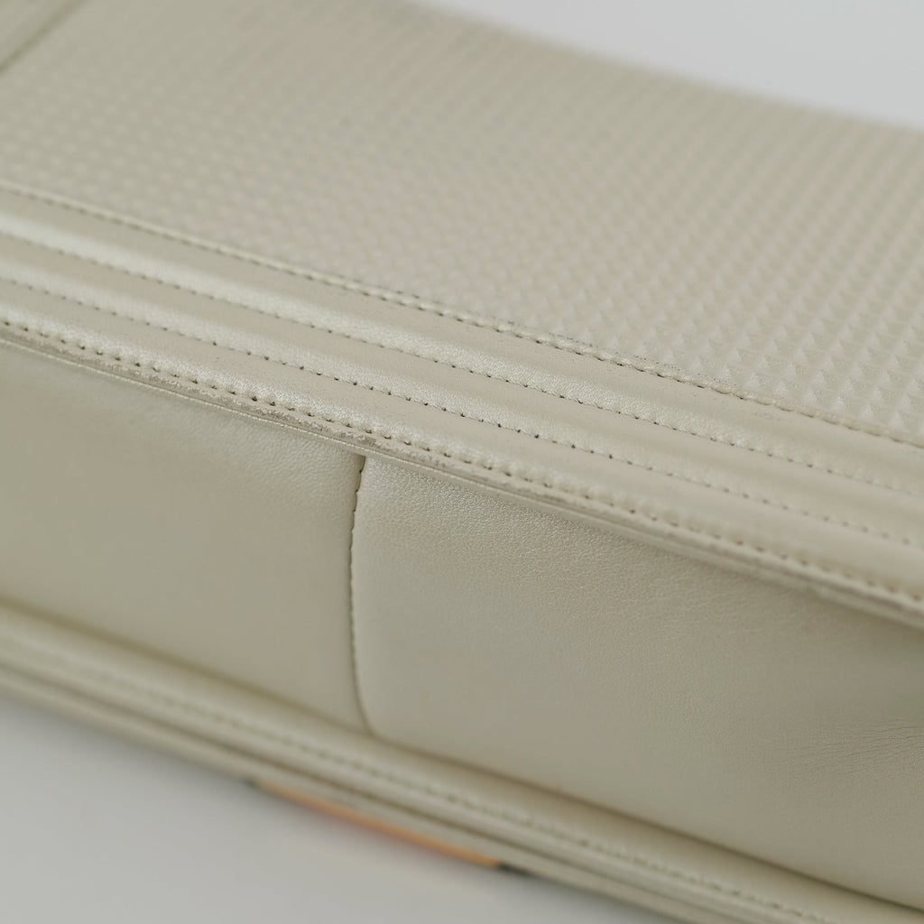 Chanel Old Medium Cube Embossed Boy White