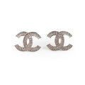 Chanel Silver Rhinestone CC Logo Earrings Costume Jewellery