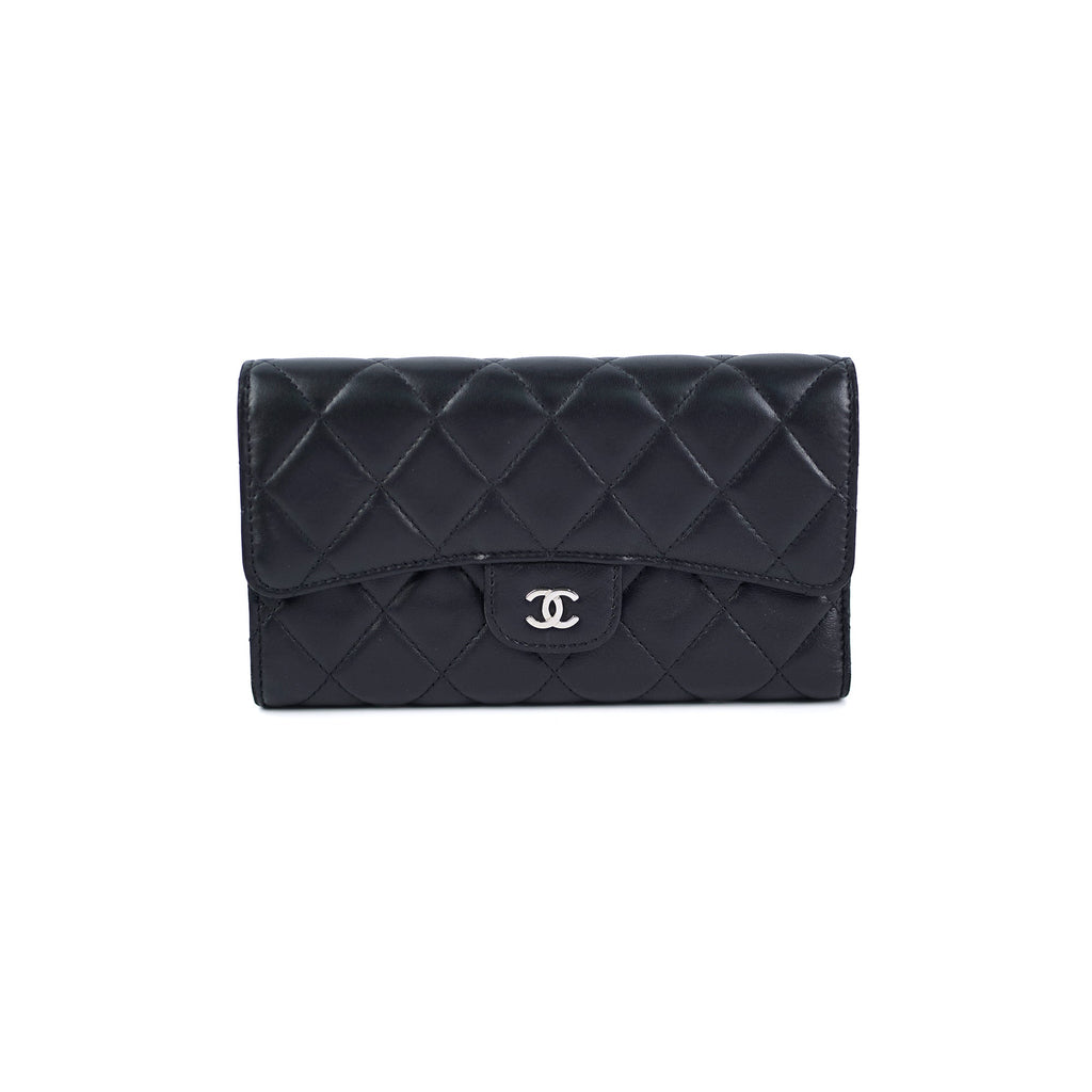 Chanel Long Lambskin Black Wallet