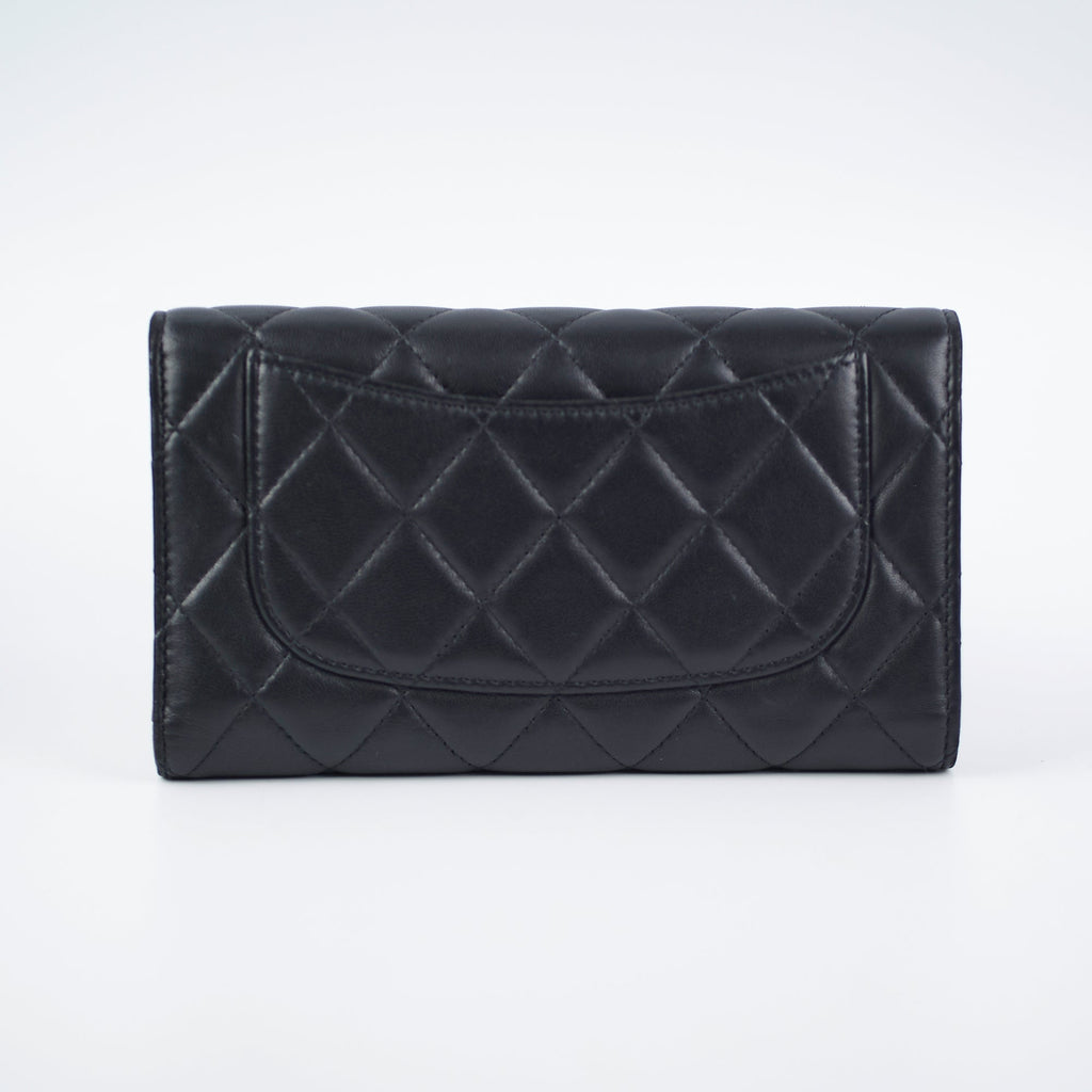 Chanel Long Lambskin Black Wallet