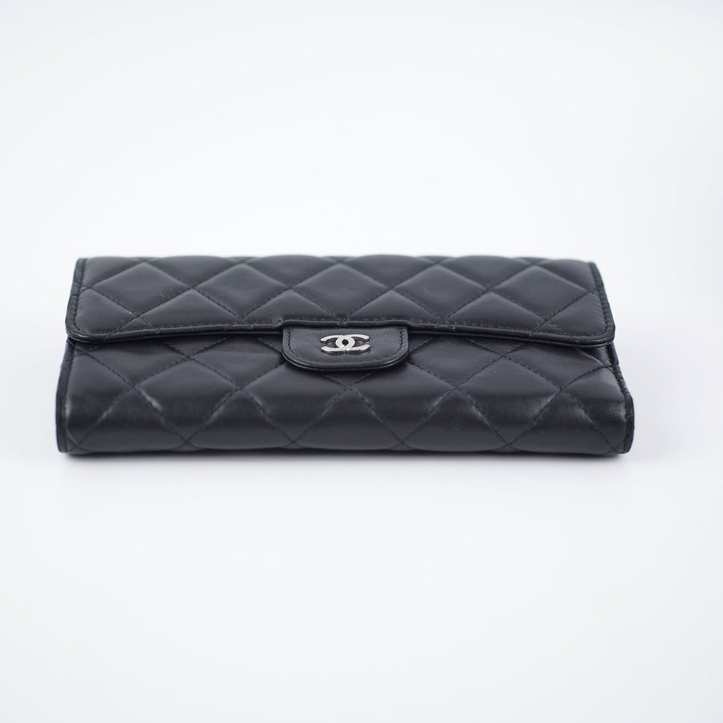 Chanel Long Lambskin Black Wallet