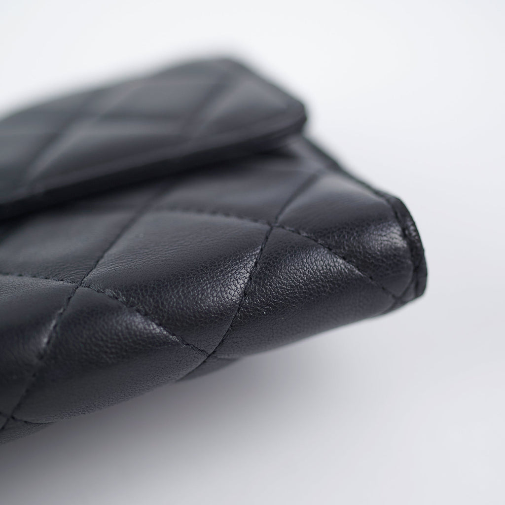 Chanel Long Lambskin Black Wallet