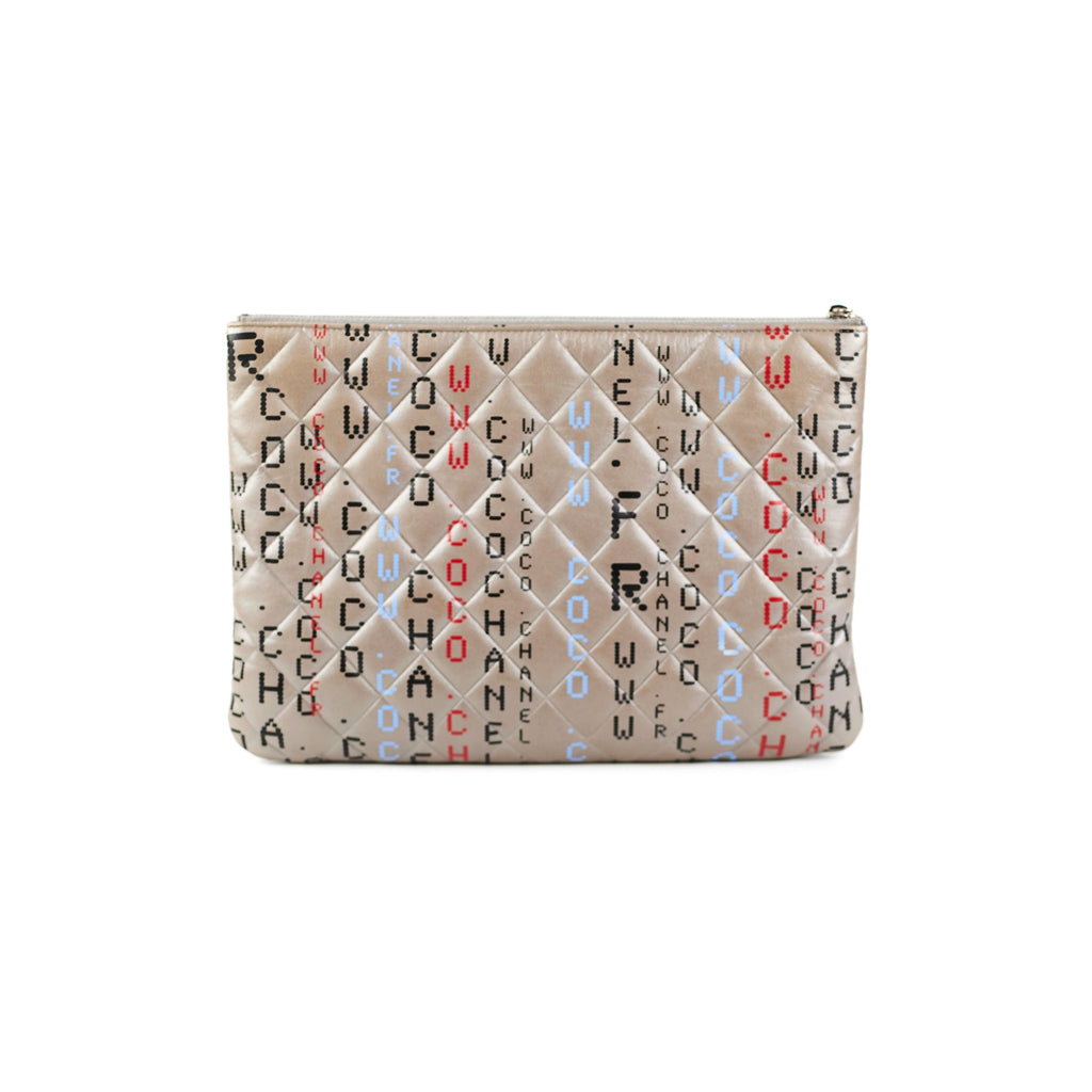 Chanel Medium O Logo Grey Pouch