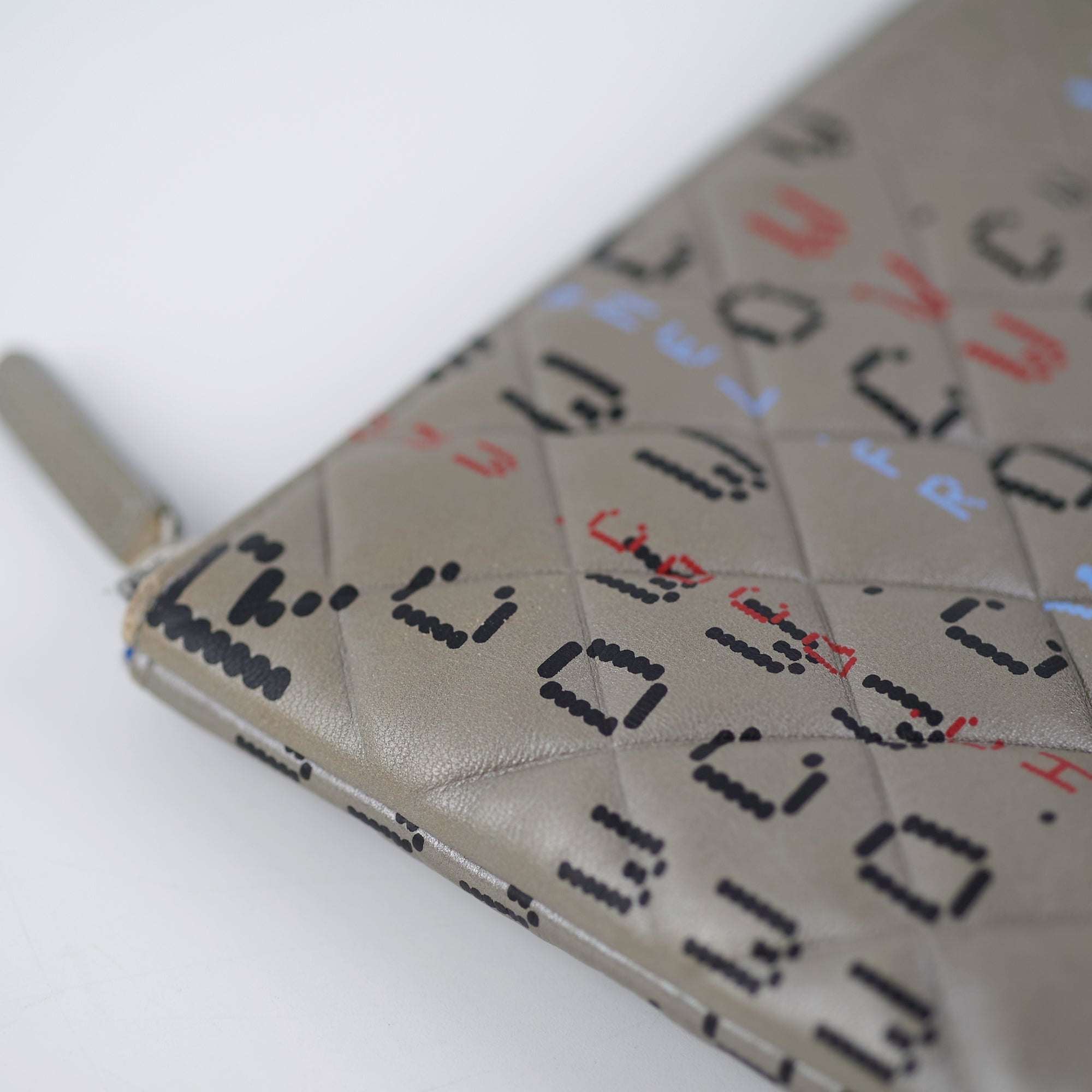 Chanel Medium O Logo Grey Pouch