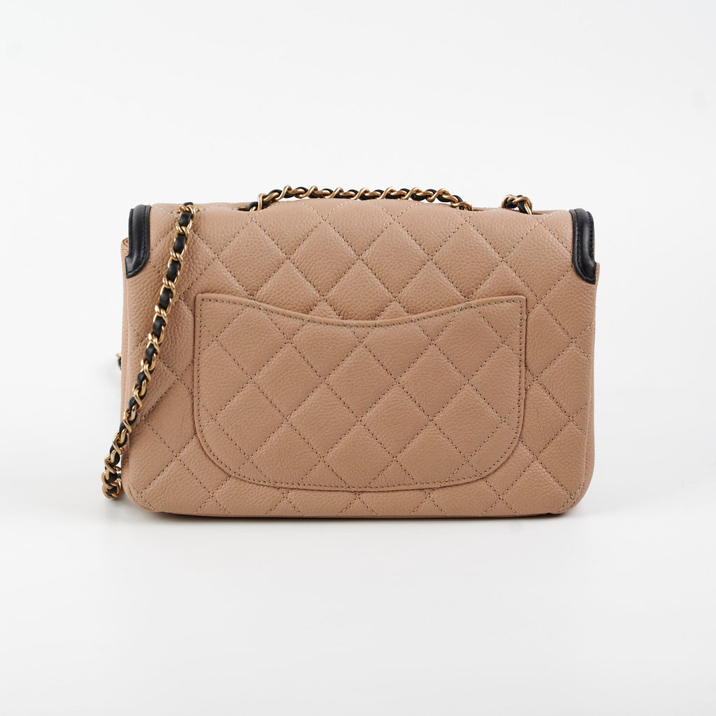 Chanel Filigree Caviar Beige Small Flap Shoulder Bag