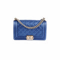 Chanel Old Medium Boy Metallic Blue