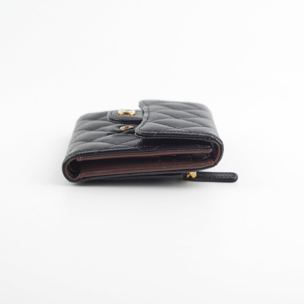 Chanel Compact Black Caviar Wallet