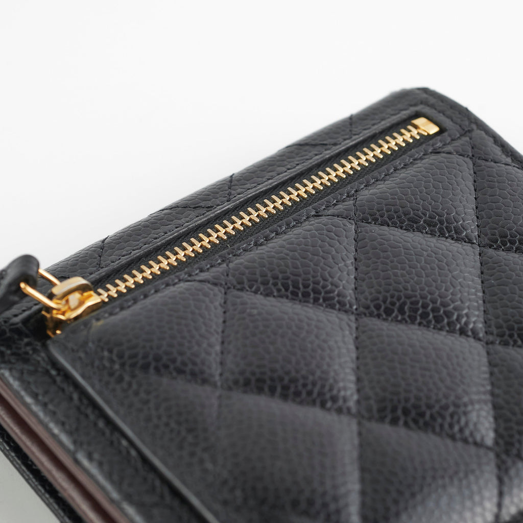 Chanel Compact Black Caviar Wallet