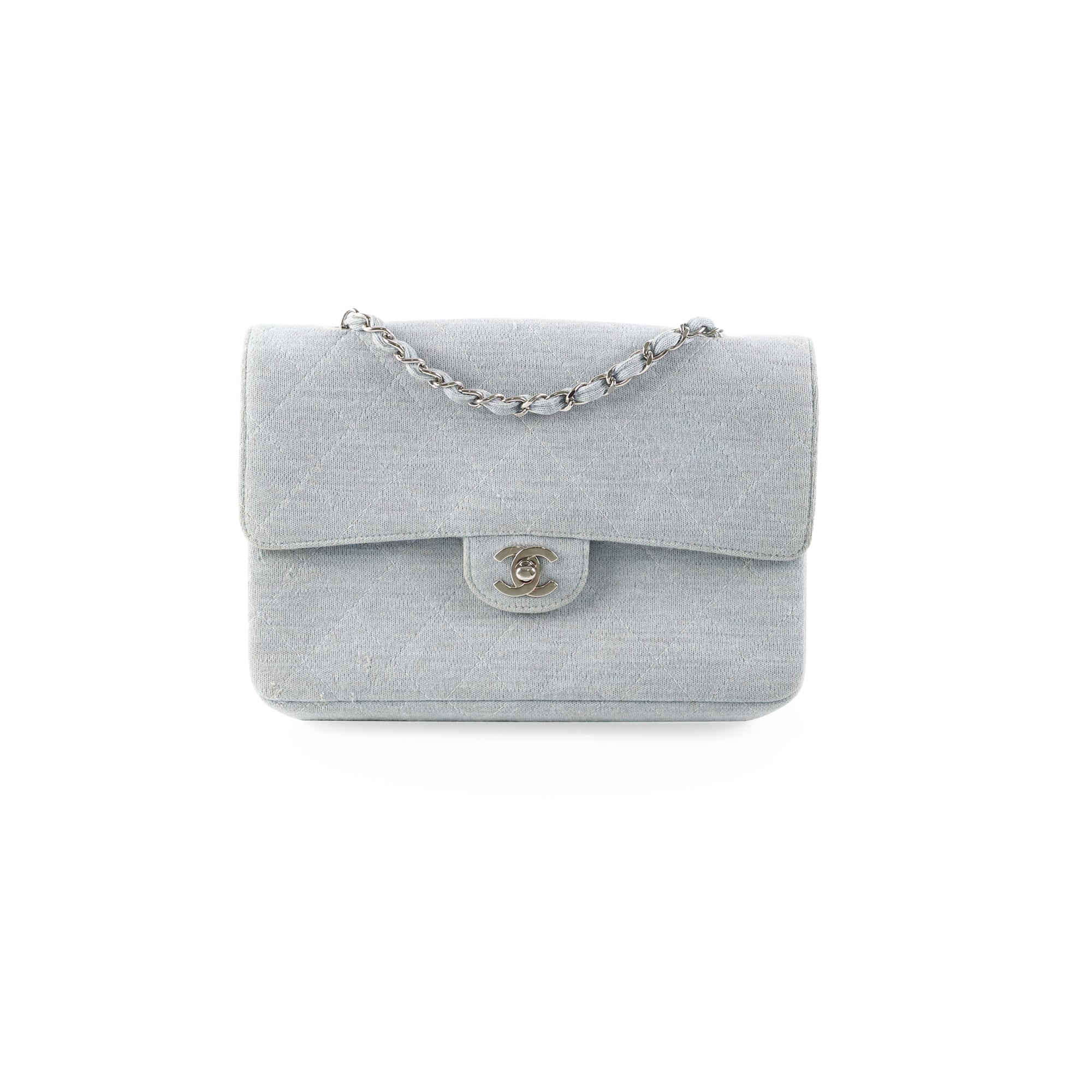 Chanel Timeless Quilted Jersey Shoulder Flap Blue