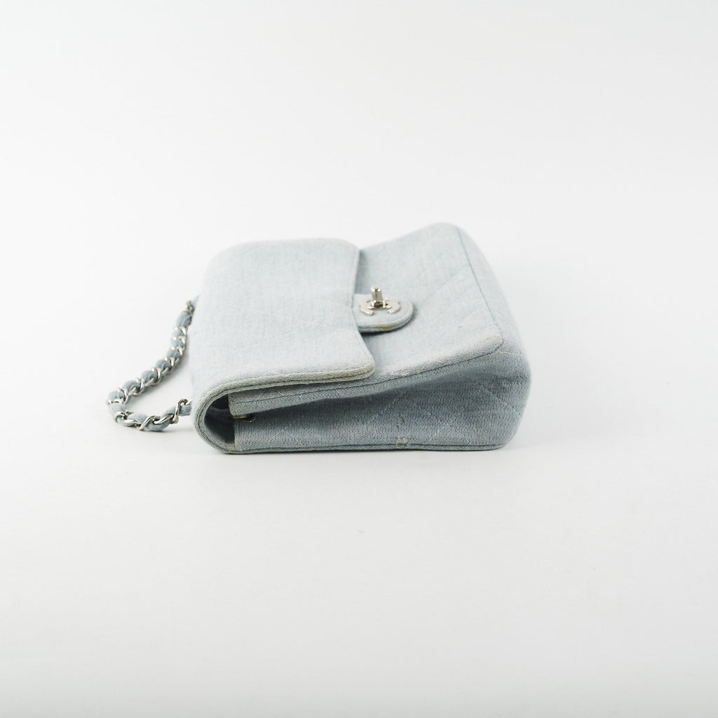 Chanel Timeless Quilted Jersey Shoulder Flap Blue