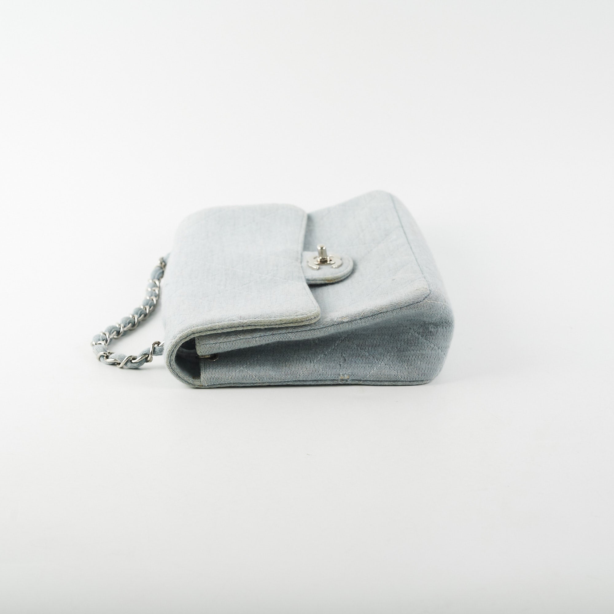 Chanel Timeless Quilted Jersey Shoulder Flap Blue