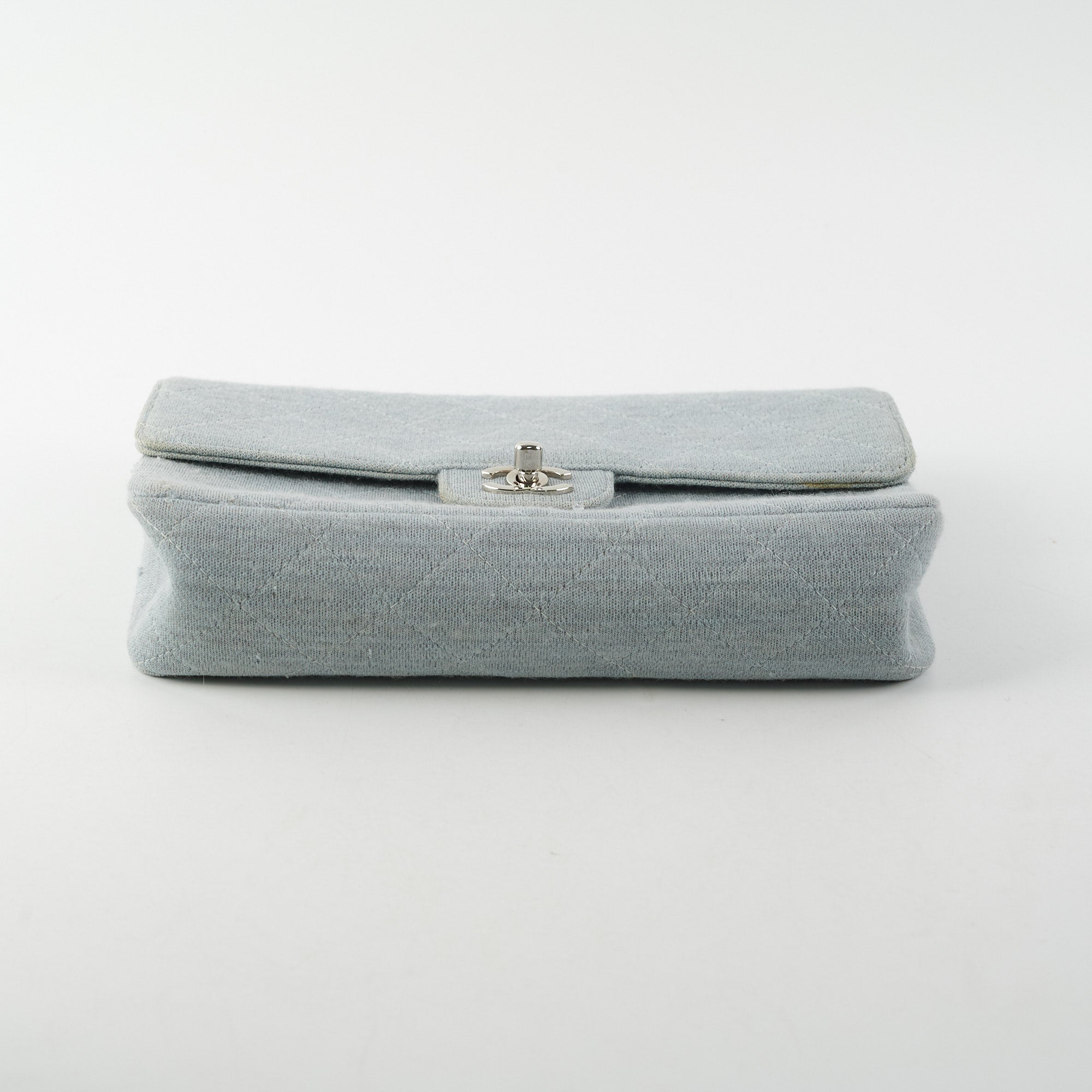 Chanel Timeless Quilted Jersey Shoulder Flap Blue