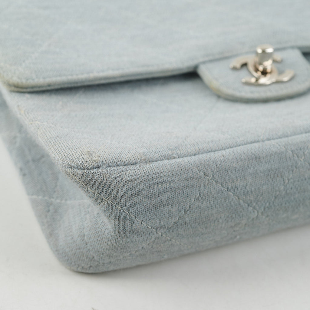 Chanel Timeless Quilted Jersey Shoulder Flap Blue