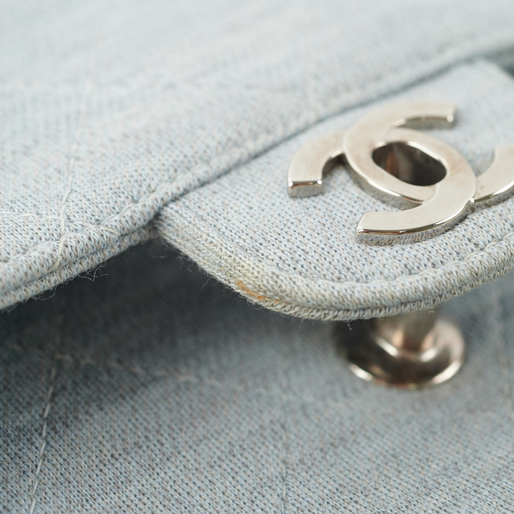 Chanel Timeless Quilted Jersey Shoulder Flap Blue