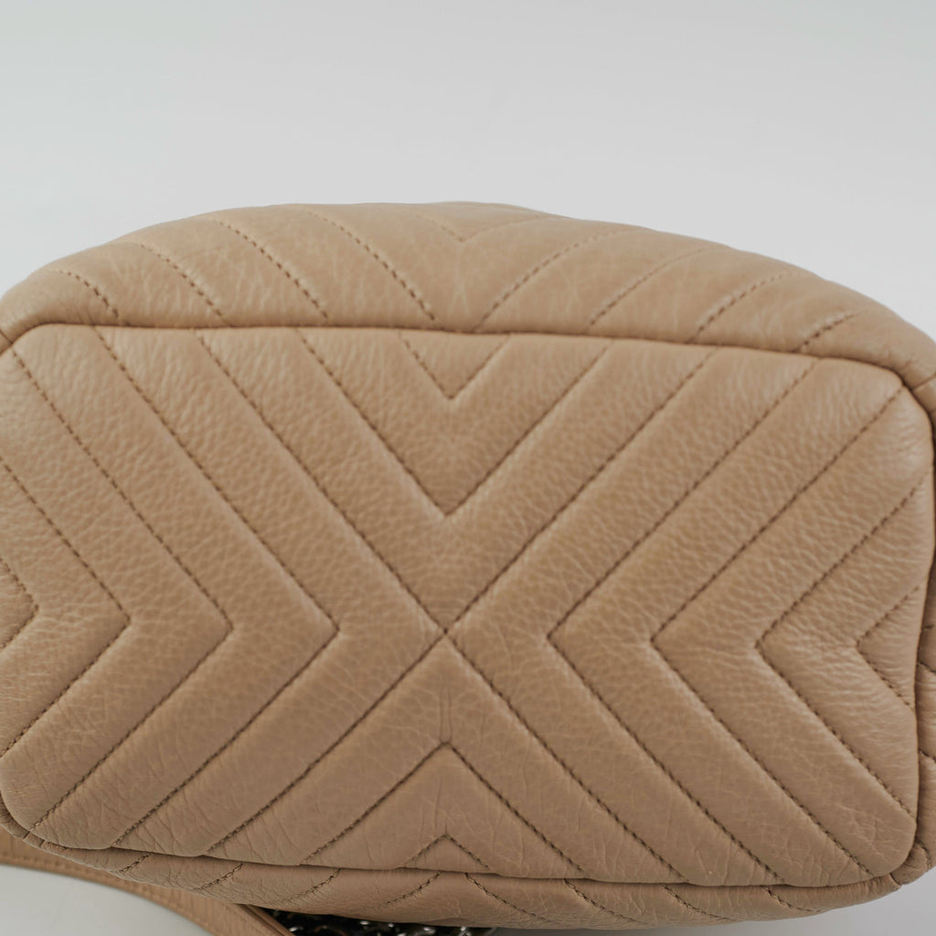 Chanel Chevron Beige Bucket Bag