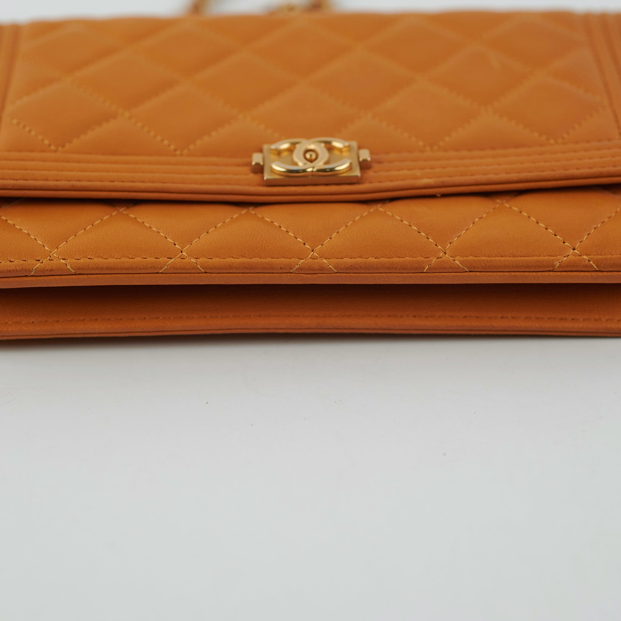 Chanel Boy Wallet On Chain WOC Lambskin Brown Crossbody Bag