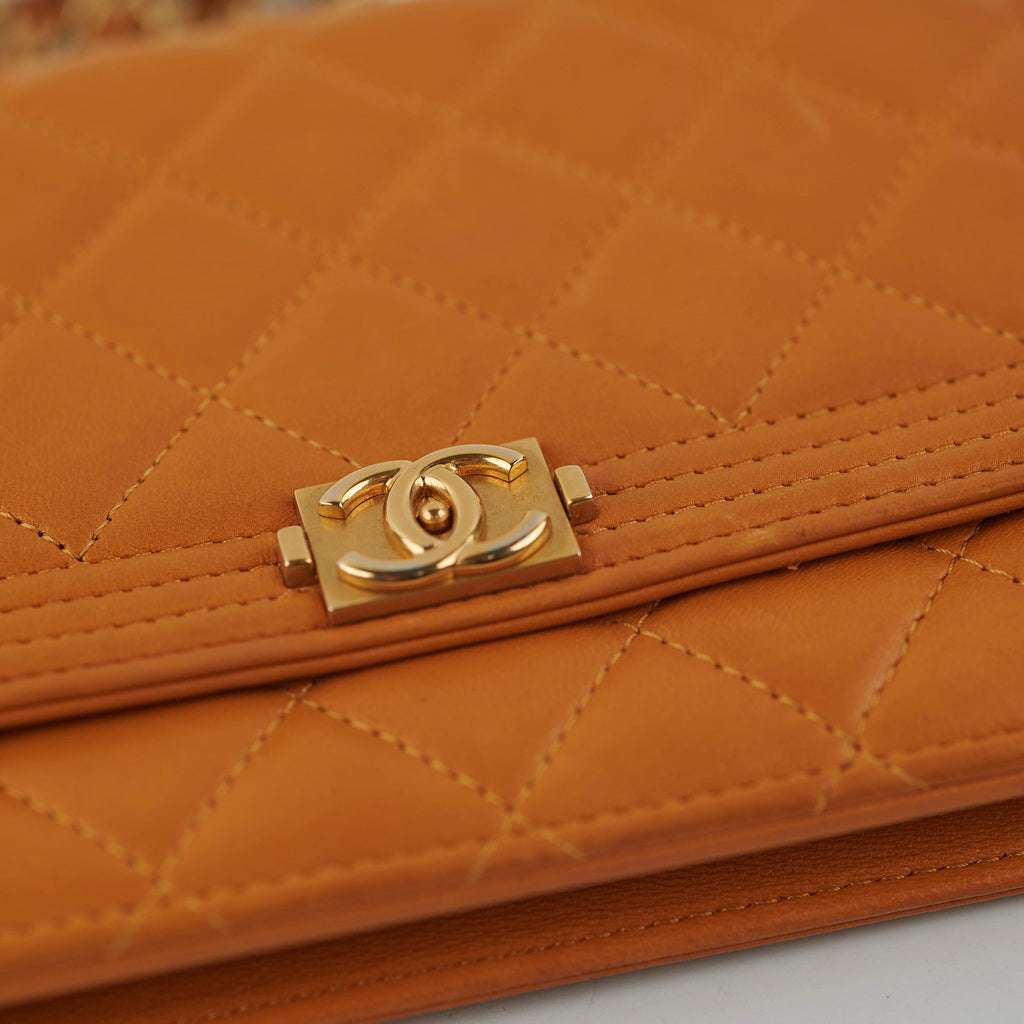 Chanel Boy Wallet On Chain WOC Lambskin Brown Crossbody Bag