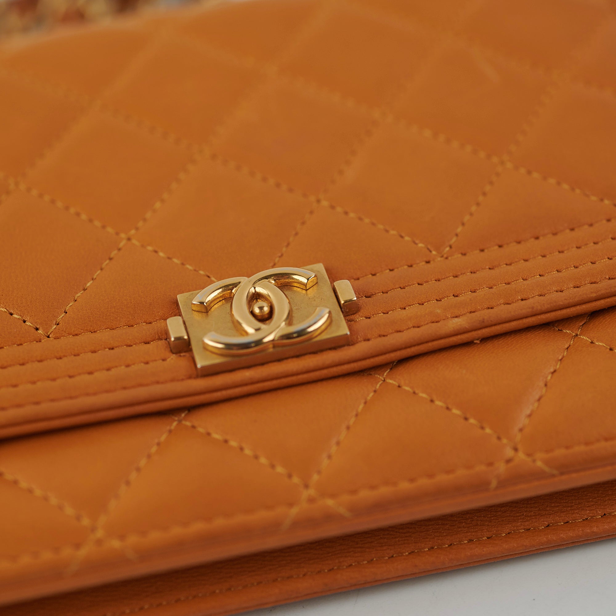 Chanel Boy Wallet On Chain WOC Lambskin Brown Crossbody Bag