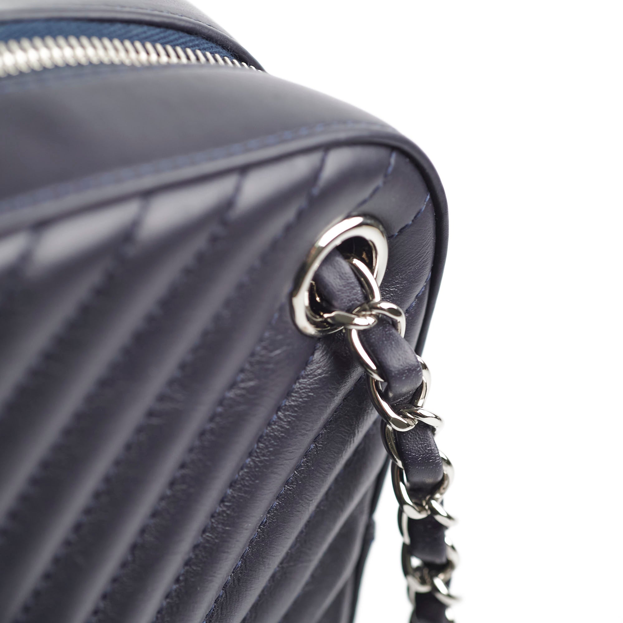 Chanel Double Camera Chevron Quilted Crossbody Bag Black/Dark Purple 26 series