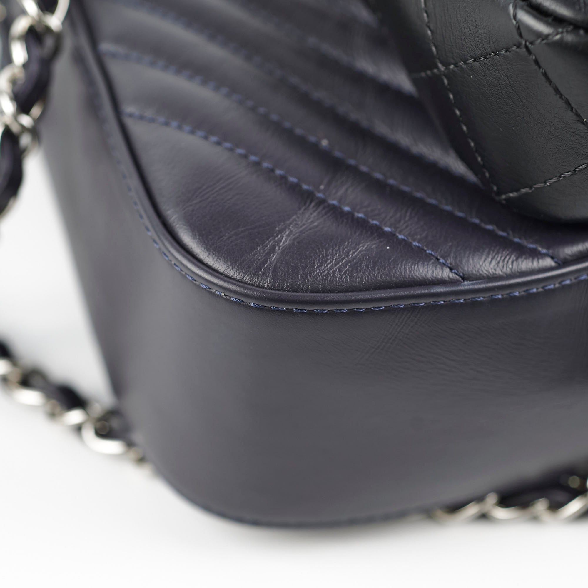 Chanel Double Camera Chevron Quilted Crossbody Bag Black/Dark Purple 26 series