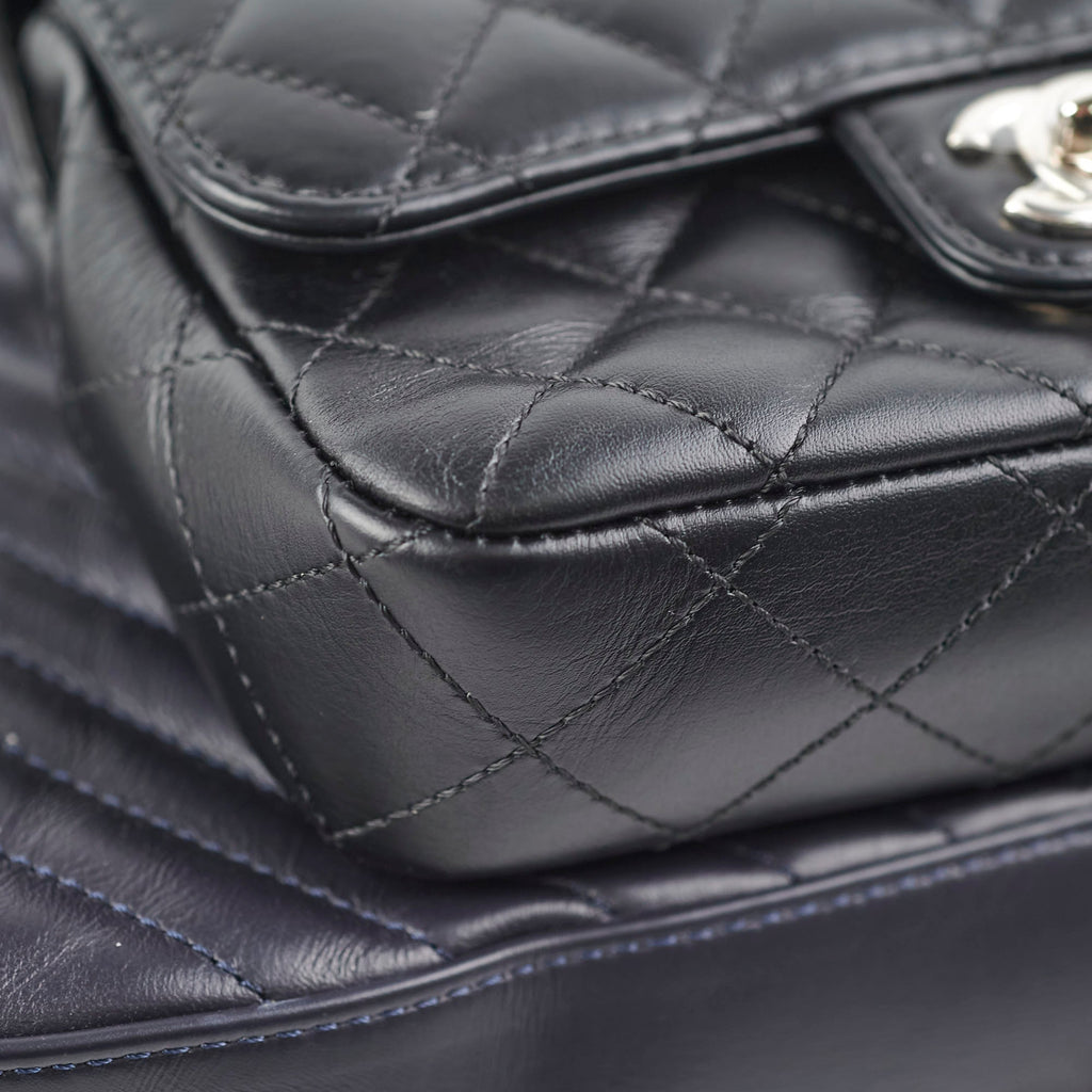 Chanel Double Camera Chevron Quilted Crossbody Bag Black/Dark Purple 26 series
