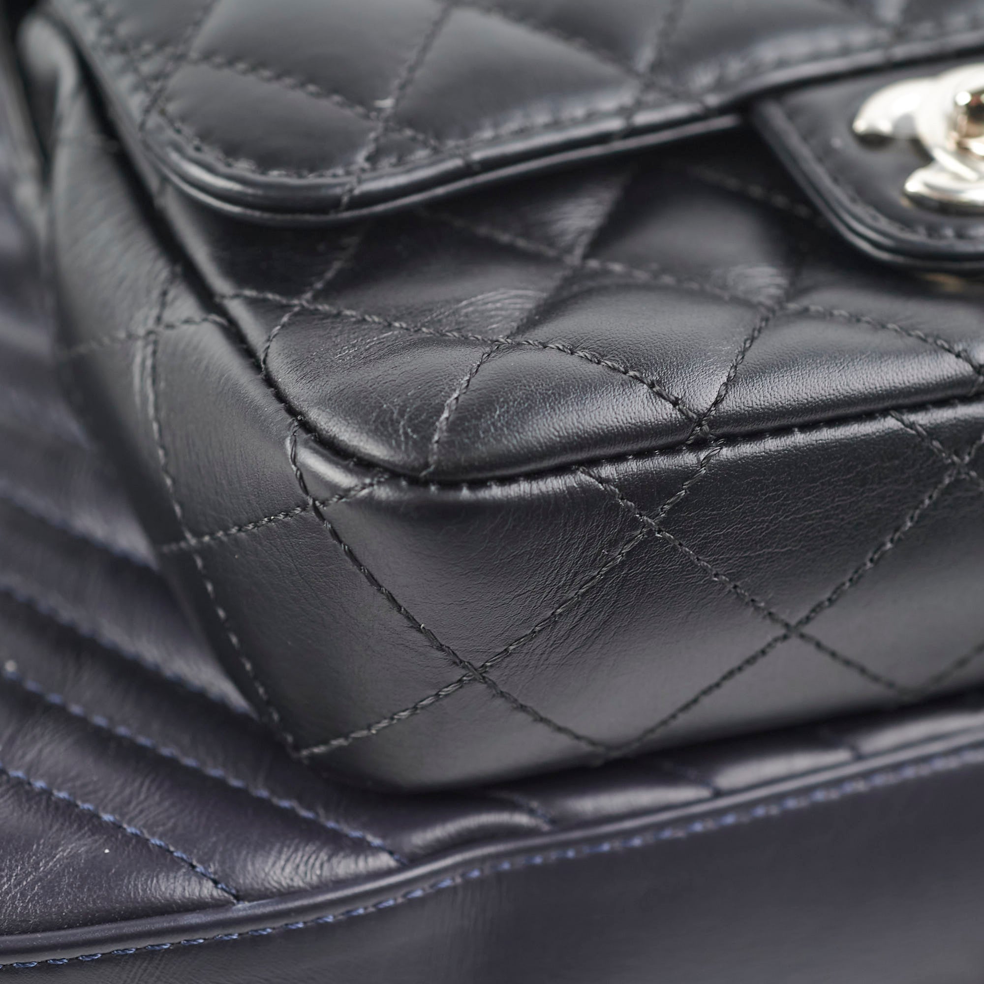 Chanel Double Camera Chevron Quilted Crossbody Bag Black/Dark Purple 26 series