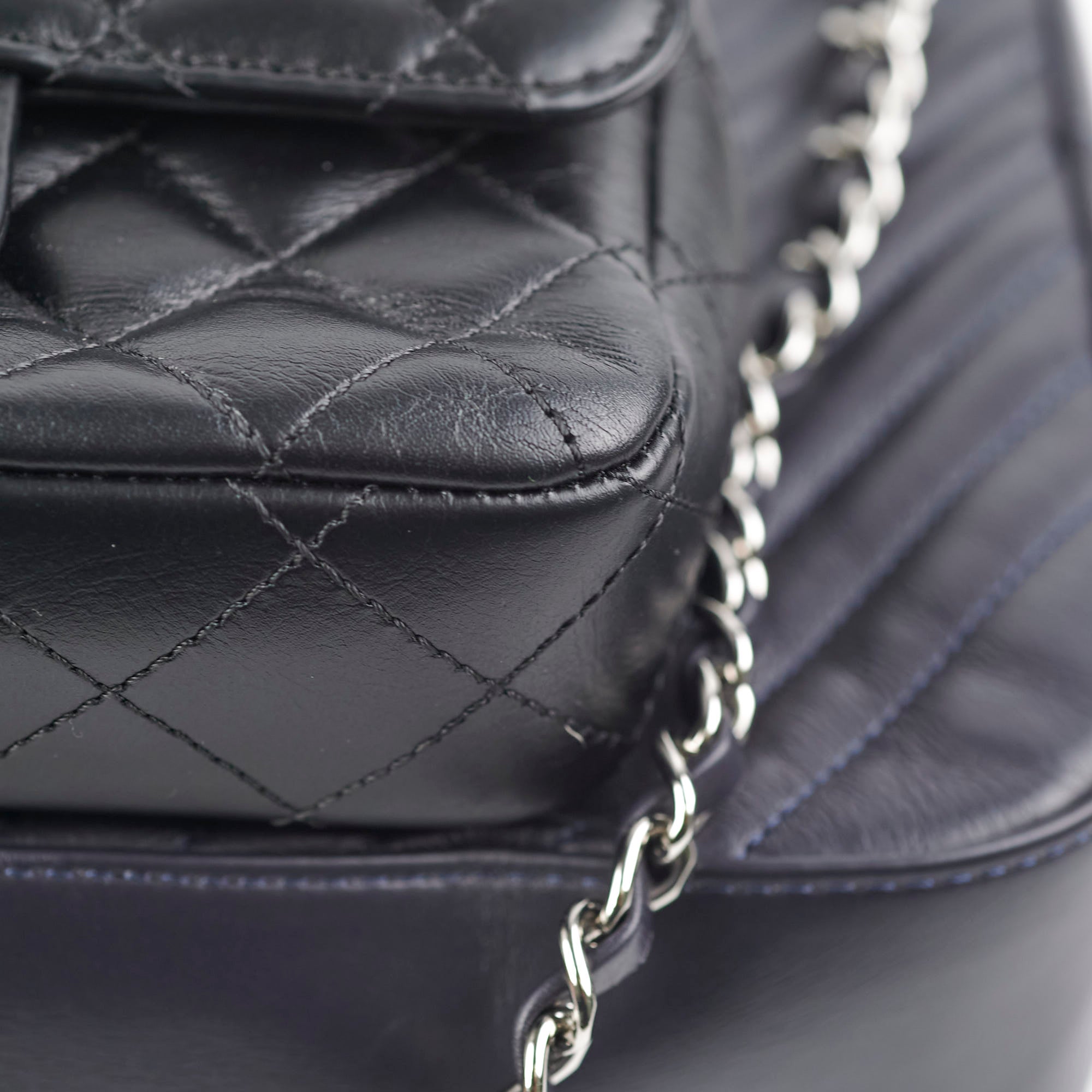Chanel Double Camera Chevron Quilted Crossbody Bag Black/Dark Purple 26 series