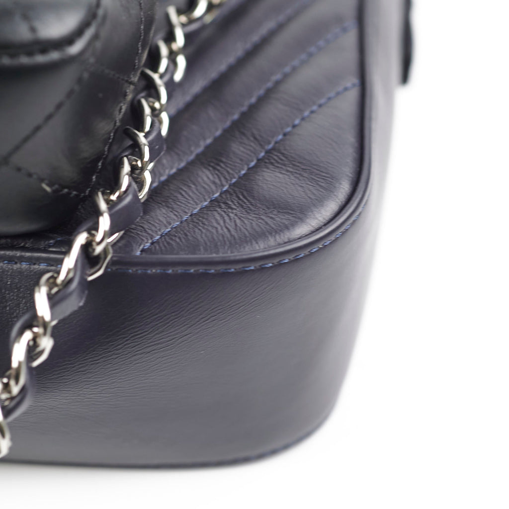 Chanel Double Camera Chevron Quilted Crossbody Bag Black/Dark Purple 26 series