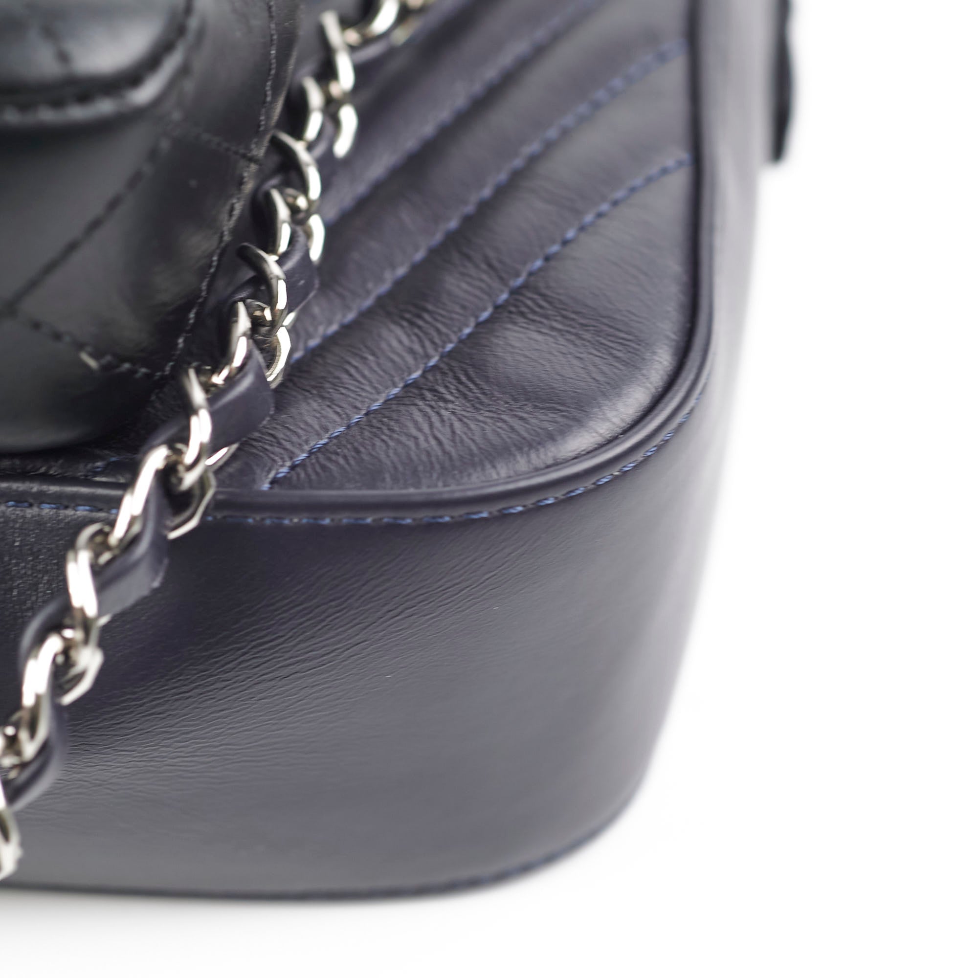 Chanel Double Camera Chevron Quilted Crossbody Bag Black/Dark Purple 26 series