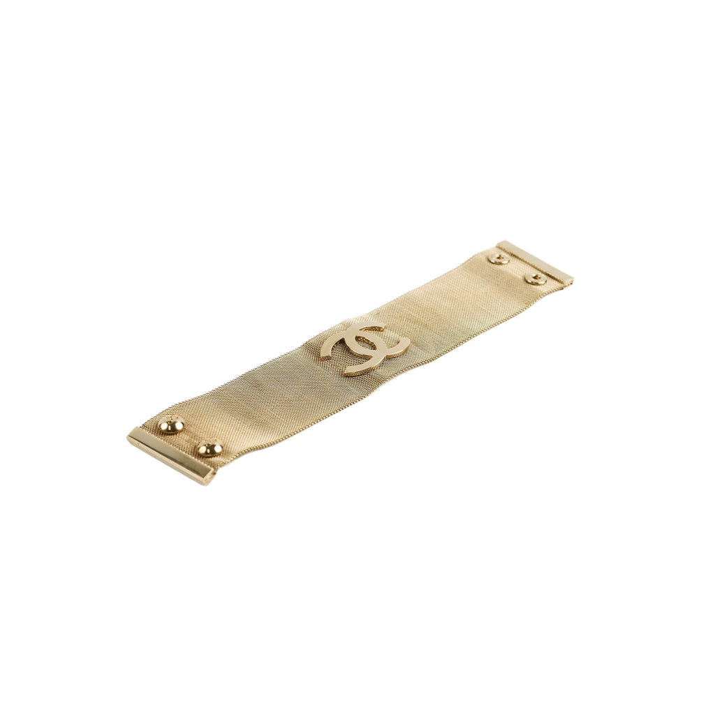 Chanel CC Logo Gold Cuff Bracelet 17cm