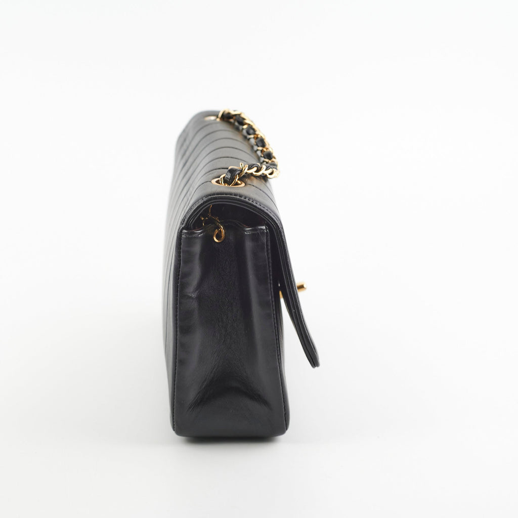 Chanel Vintage Lambskin Vertical Flap Bag Black