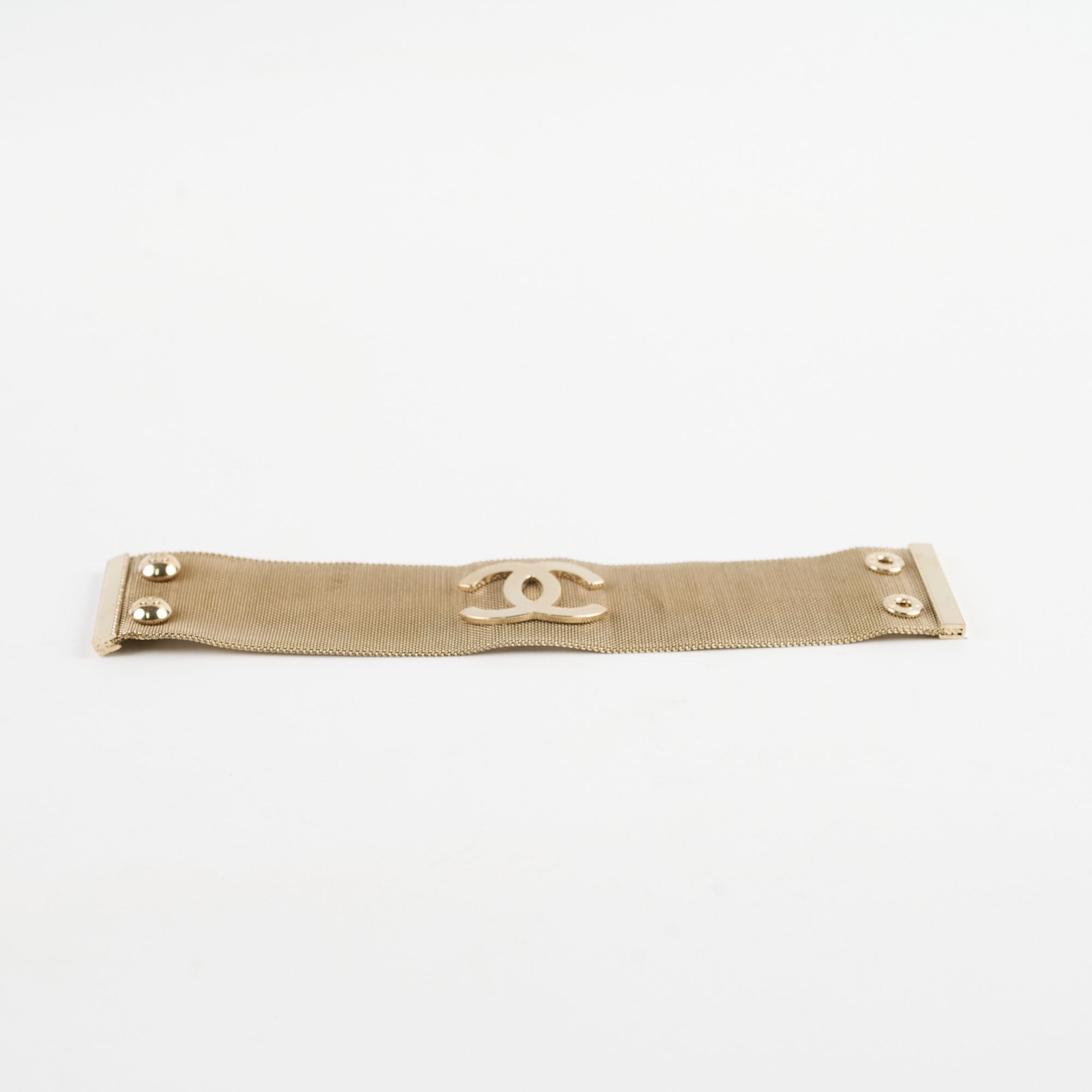 Chanel CC Logo Gold Cuff Bracelet 17cm