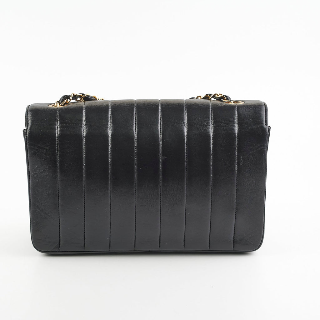 Chanel Vintage Lambskin Vertical Flap Bag Black