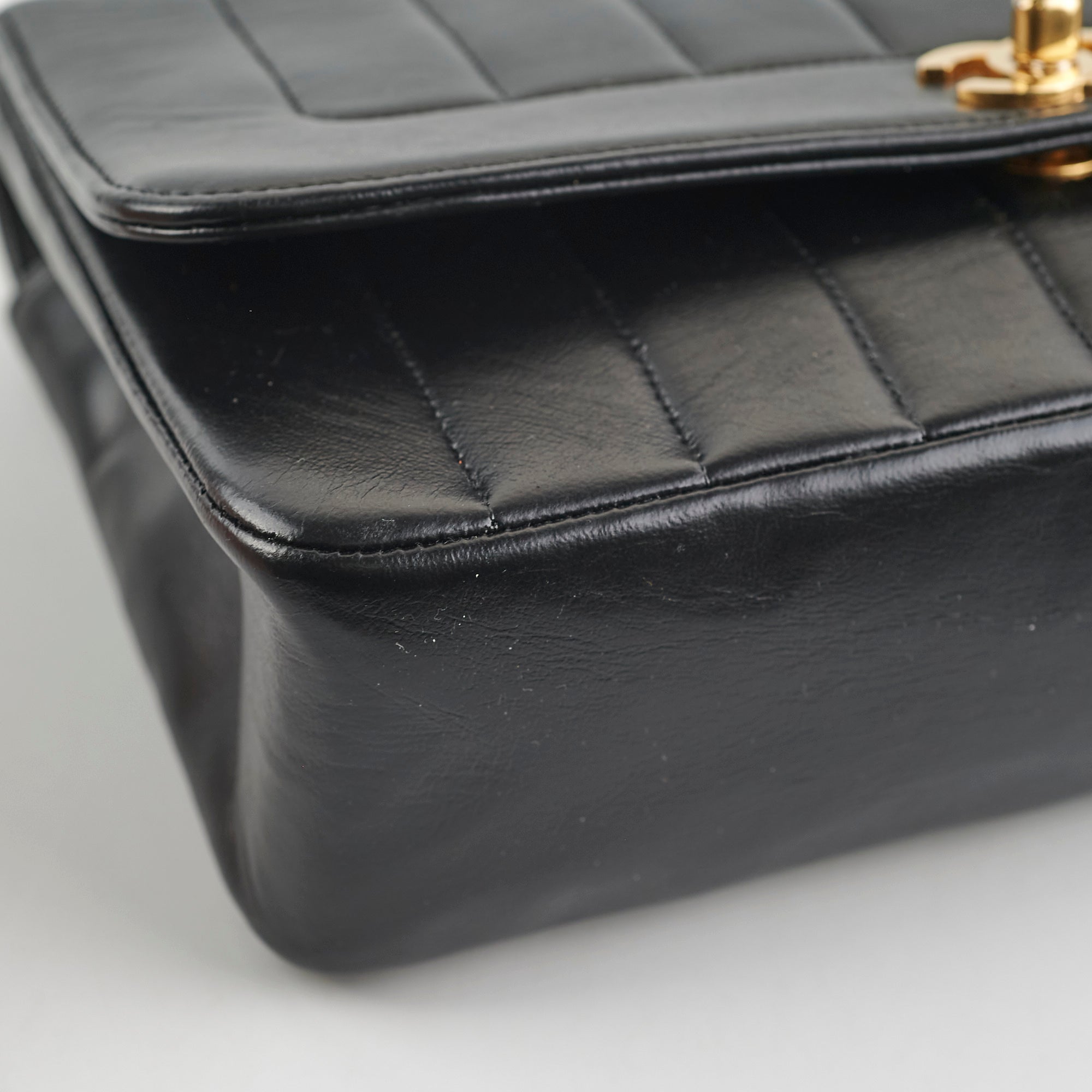 Chanel Vintage Lambskin Vertical Flap Bag Black