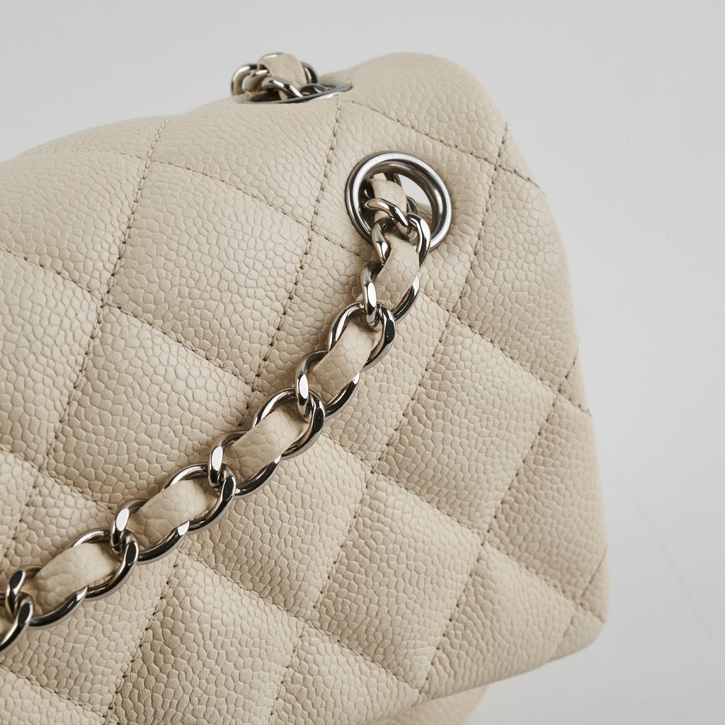 Chanel Easy  Flap Caviar Ivory Shoulder Bag