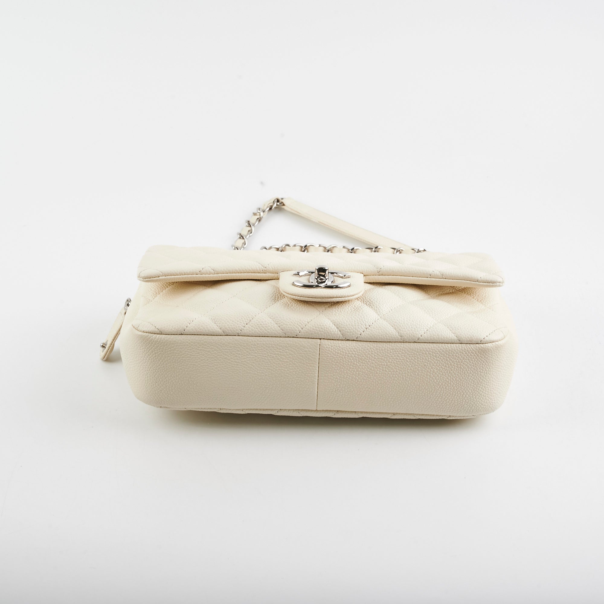 Chanel Easy  Flap Caviar Ivory Shoulder Bag