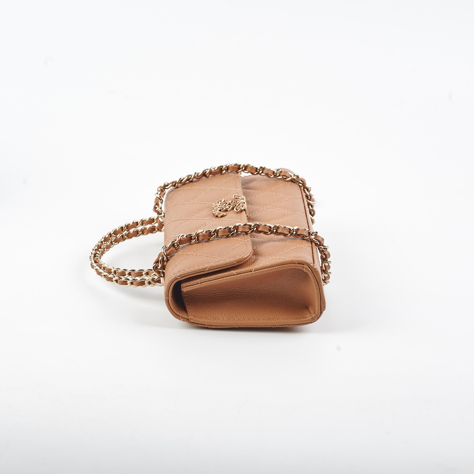 Chanel Kelly Top Handle Dark Beige Caviar