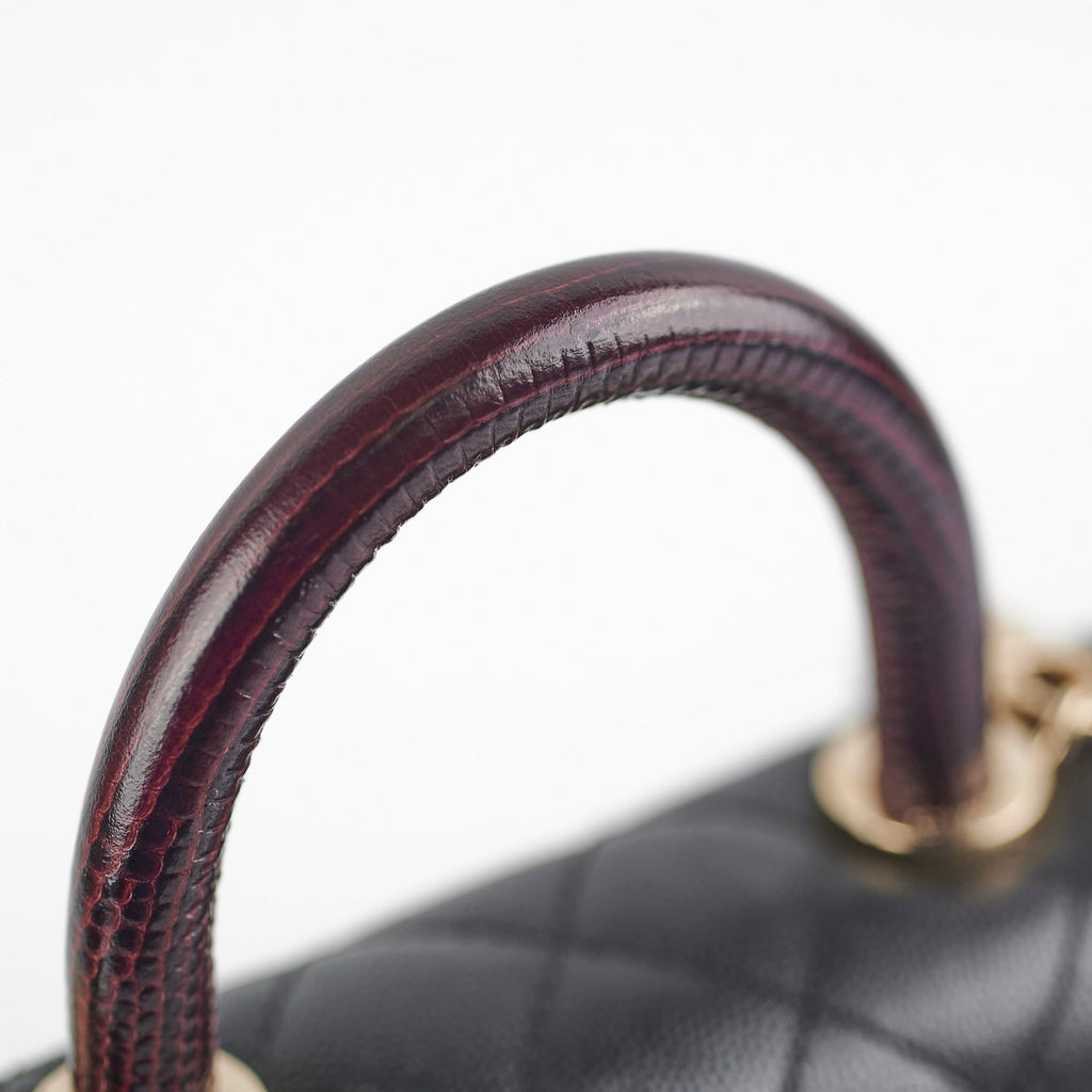 Chanel Coco Handle Mini Caviar Black lizard embossed handle