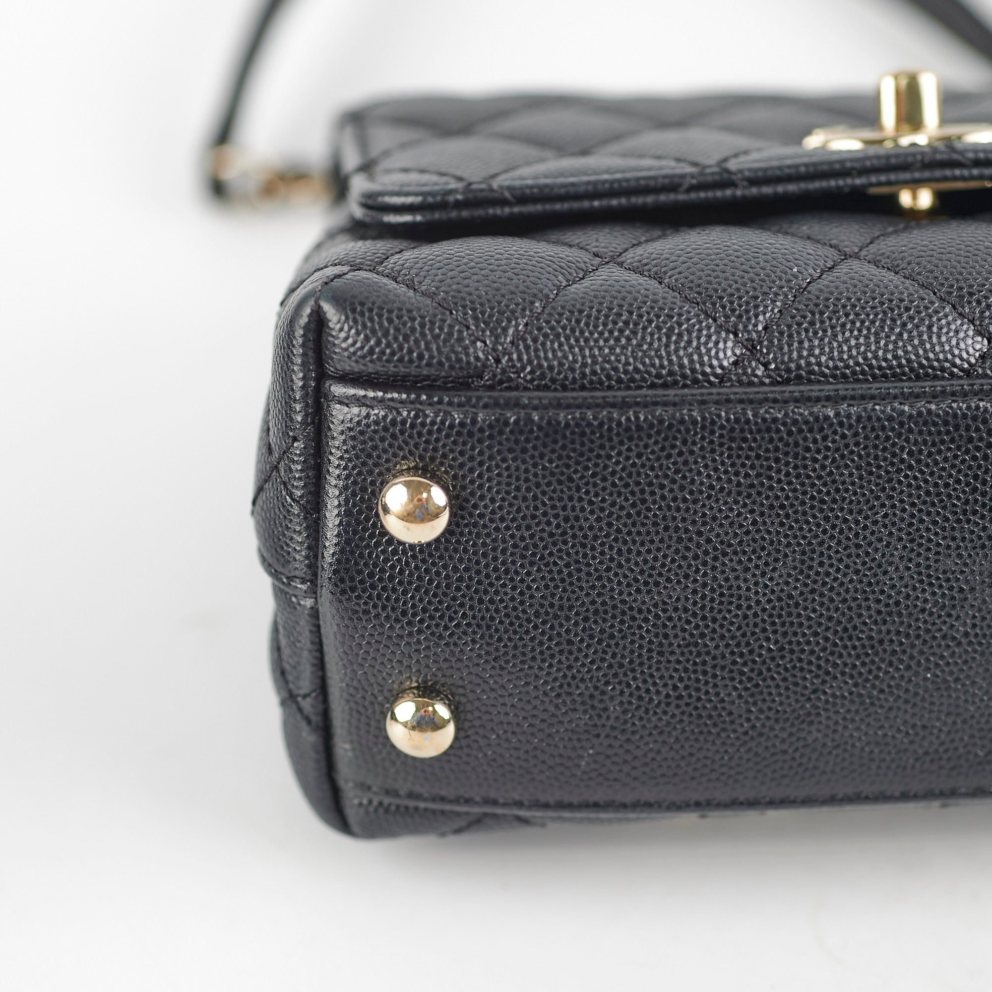 Chanel Coco Handle Mini Caviar Black lizard embossed handle