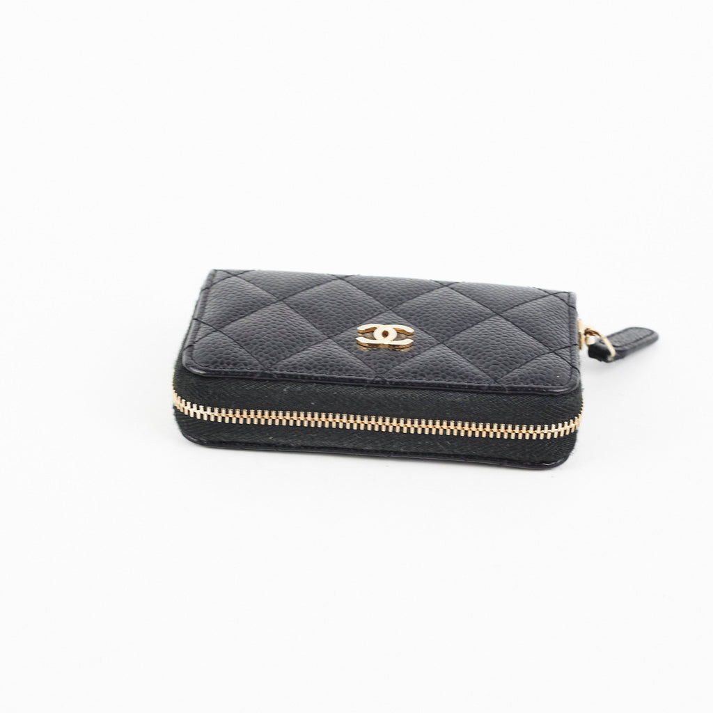 Chanel Zipped Caviar Coin Purse Black